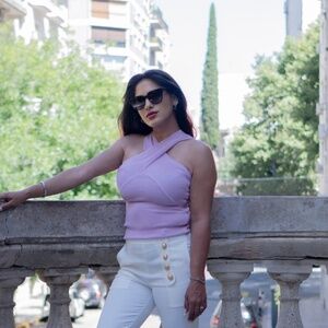 DAIMARAN Sao Paulo Women's Fashion Tank Top Criss Cross Pink Sleeveless Size S